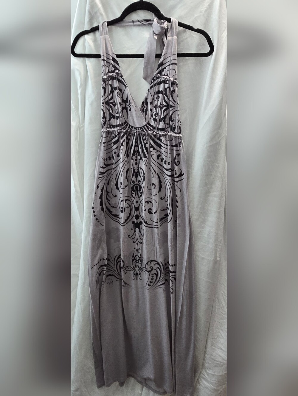 Weavers Light Gray And Black Maxi Halter Dress